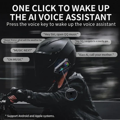 Y10 Motorcycle Helmet Headset Stereo Voice Control Bluetooth 5.3 Hands Free Call IPX6 Waterproof 1000mAh With Ambient Light