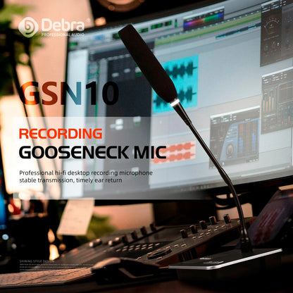 GSN10 Professional Desktop Gooseneck Microphone, Audio Microphone with XLR 5V Power Supply for Live Conference Recording, Gaming