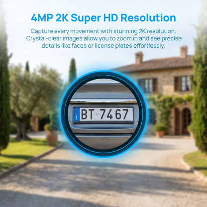 ARCCTV 2K WiFi Solar Camera Color Night Vision Two Way Talk FHD Surveillance Camera Outdoor Wireless IP66 Waterproof Siren Alarm
