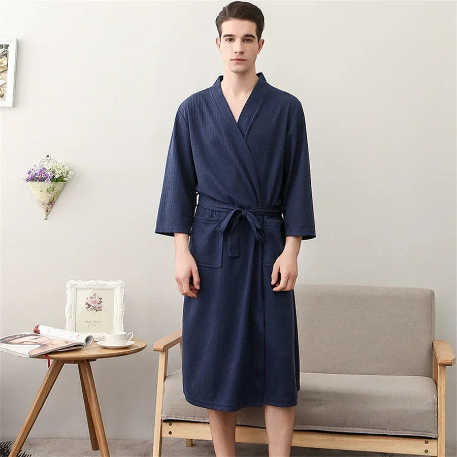 Unisex Kimono Badrock Lång – Lätt Mjuk Sommar & Höst Loungewear, 17 Färger M–3XL