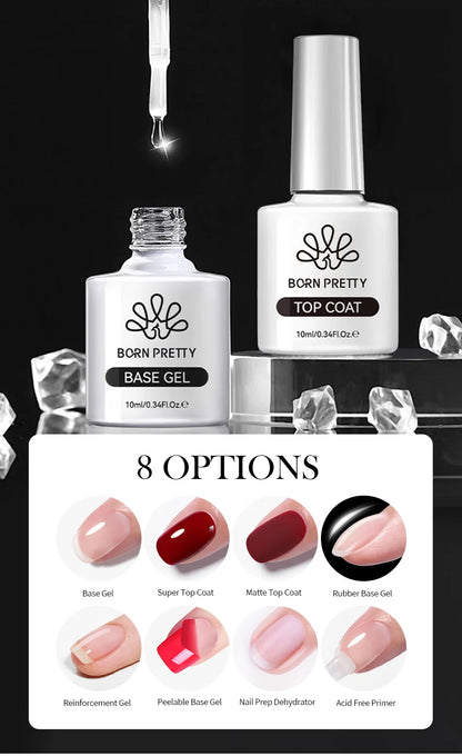 BORN PRETTY Super Top Coat and Base Gel Nail Polish for Gel Polish Semi-permanent Varnish Rubber Top Coat 10ml Nail Supplies