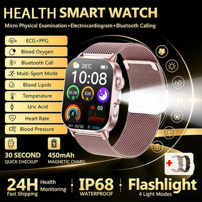 Nursing Grade New ECG+PPG Healthy Diagnose Smart Watch Men Body Analysis Blood Pressure Lipid Uric Acid NFC Health Tracker Watc