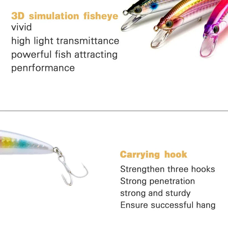 Sunken Minnow Swinger Bait 90mm 28g Hot Type Fishing Kit Bait Fishing Gear Hard Bait 3D Eye Long Cast Crank Bait Fishing