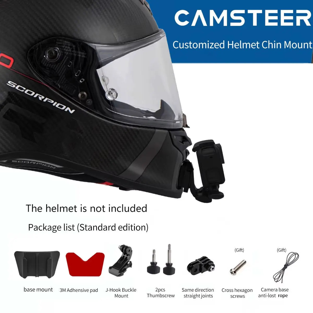 for Scorpion Exo R1 Helmet Custom Aluminium Chin Mount for GoPro Hero 13 12 11 10 Insta360 X4 X3 Ace Pro DJI Action 5 4 3 Camera