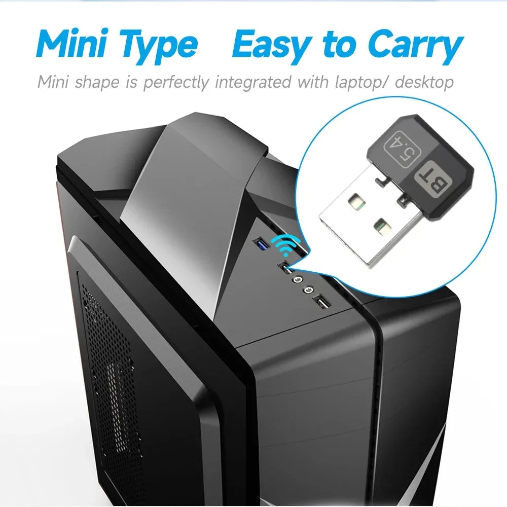 USB Bluetooth 5.4 Wireless Adapter Bluetooth 5.3 Dongle Adapter for PC Laptop Wireless Speaker Audio Receiver USB Transmitter