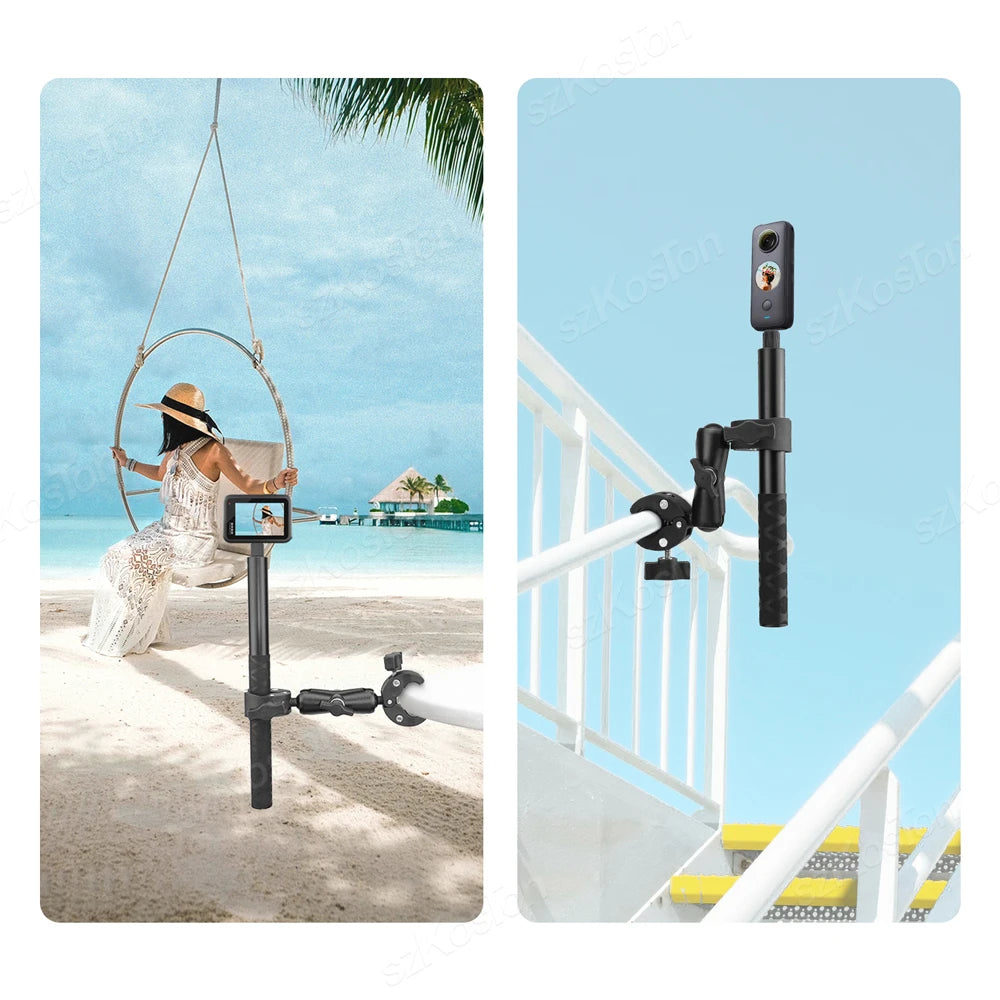 For Insta 360 X5 X4 X3 GO 3S Motorcycle Bicycle Clip Bracket for GoPro 13 12 11 DJI Action 6 Bike Selfie Stick Camera Accessory