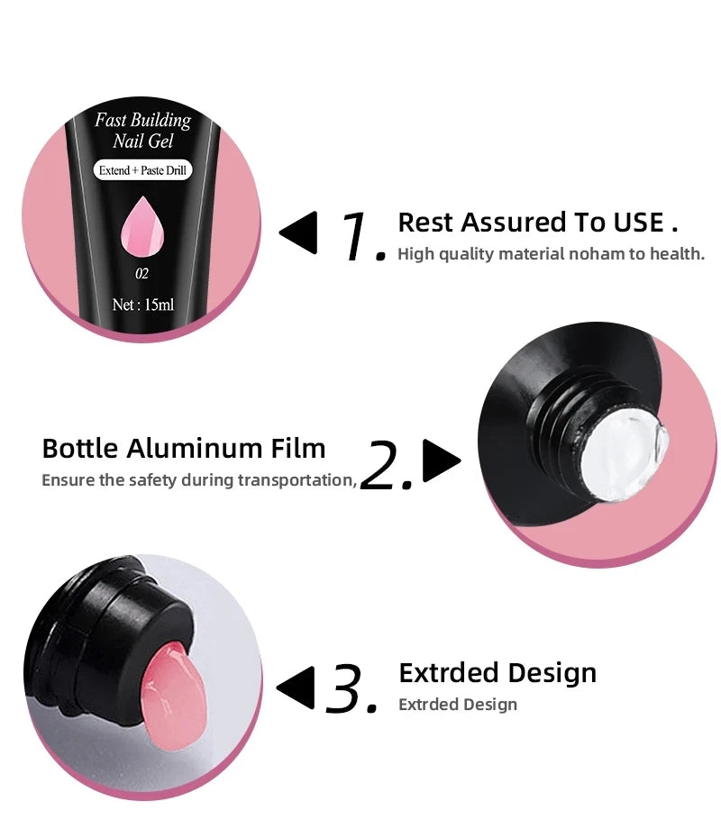 Poly Gel Extension Tool Set Professional Gel Nail Polish Kit With UV LED Nail Lamp Dryer And Electric Nail Drill Machine