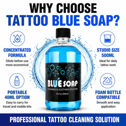 500/40ml Tattoo Blue Soap Blue Algae Concentrated Cleaning Solution Liquid Tattoo Green Soap for Tattoo Studio Aftercare Supply