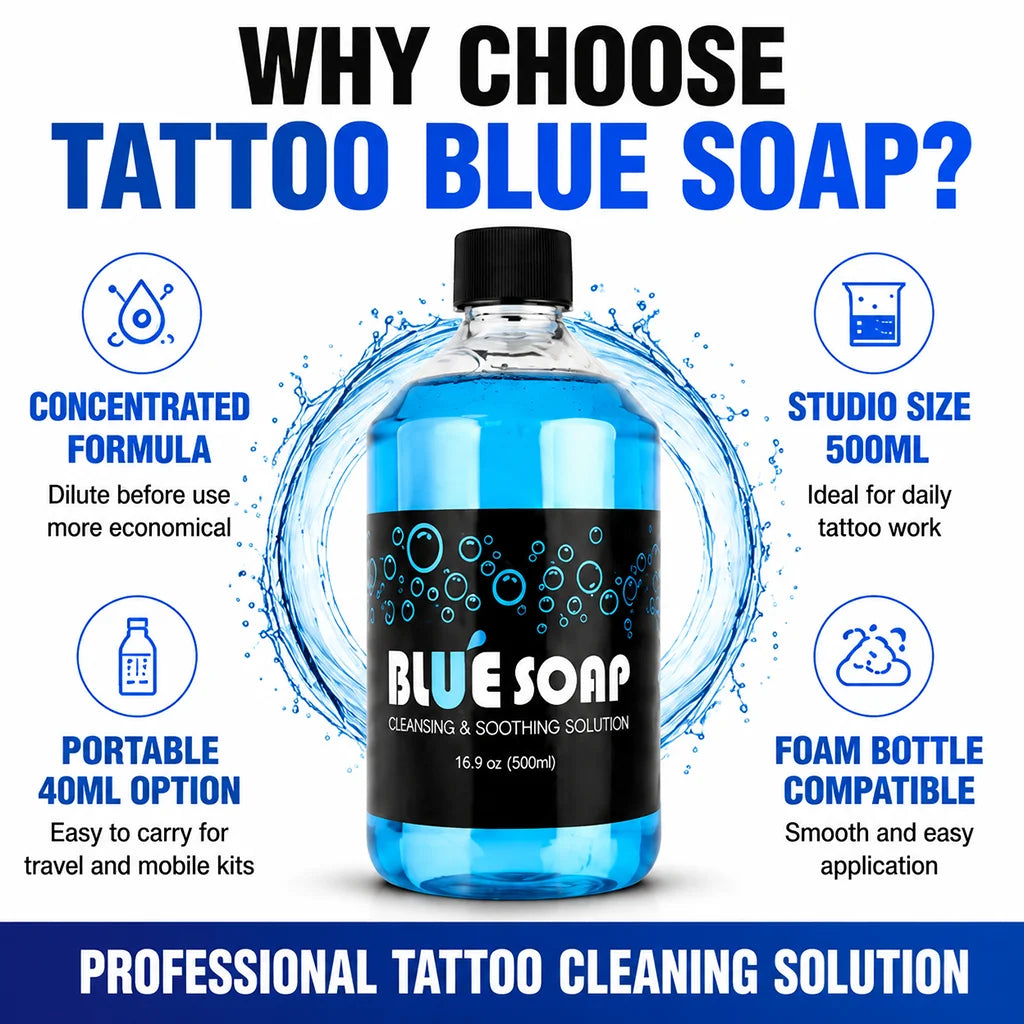 500/40ml Tattoo Blue Soap Blue Algae Concentrated Cleaning Solution Liquid Tattoo Green Soap for Tattoo Studio Aftercare Supply