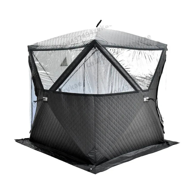 Winter Outdoor Pop Up Windproof Thickened Cold Resistant Sauna Room Portable Square Large Ice Fishing House Tent