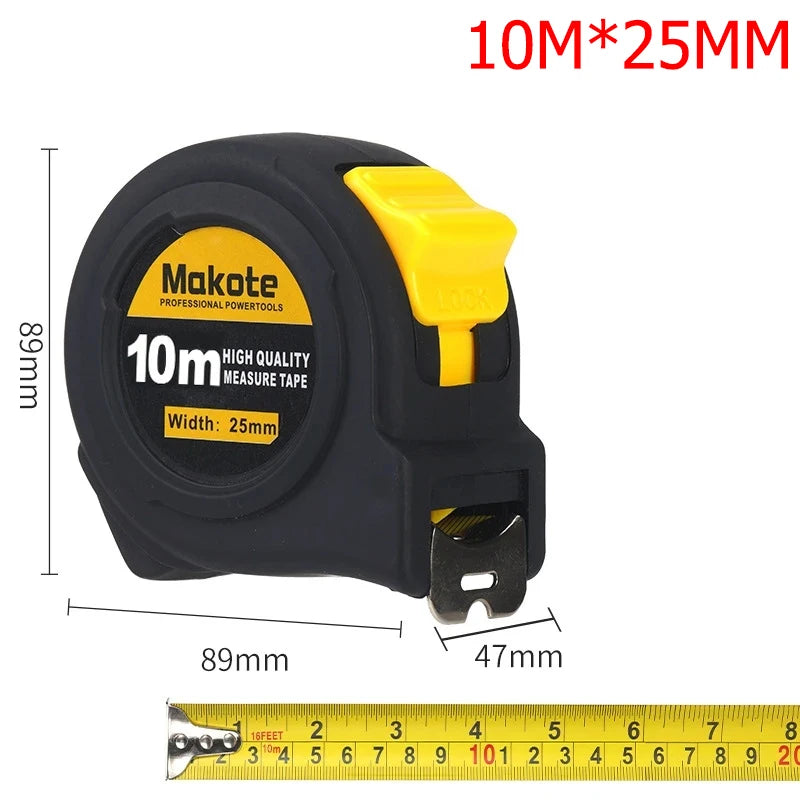 Måttband i stål med gummerat hölje – 3–10 meter
