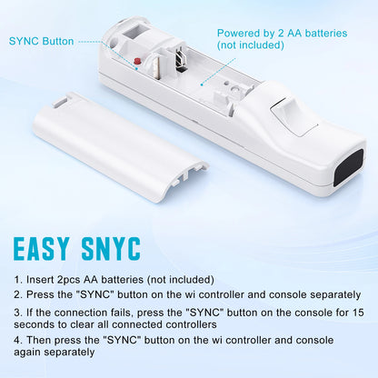 Nintendo Wii Trådlös Handkontroll 2-i-1 – Med/Utan MotionPlus, Silikonskål, Bluetooth, Wii/Wii U/Wii Mini