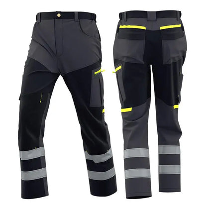 Spring Autumn Multi Pocket Men's Work Pants Wear Resistant Workshop Factory Construction Workers Clothes Reflective Strip Pants