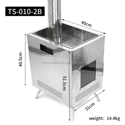 Stainless Steel Sauna Stove Picnic Camping Tent Wood-burning Heating Stove Household Folding Portable Firewood Sauna Stove