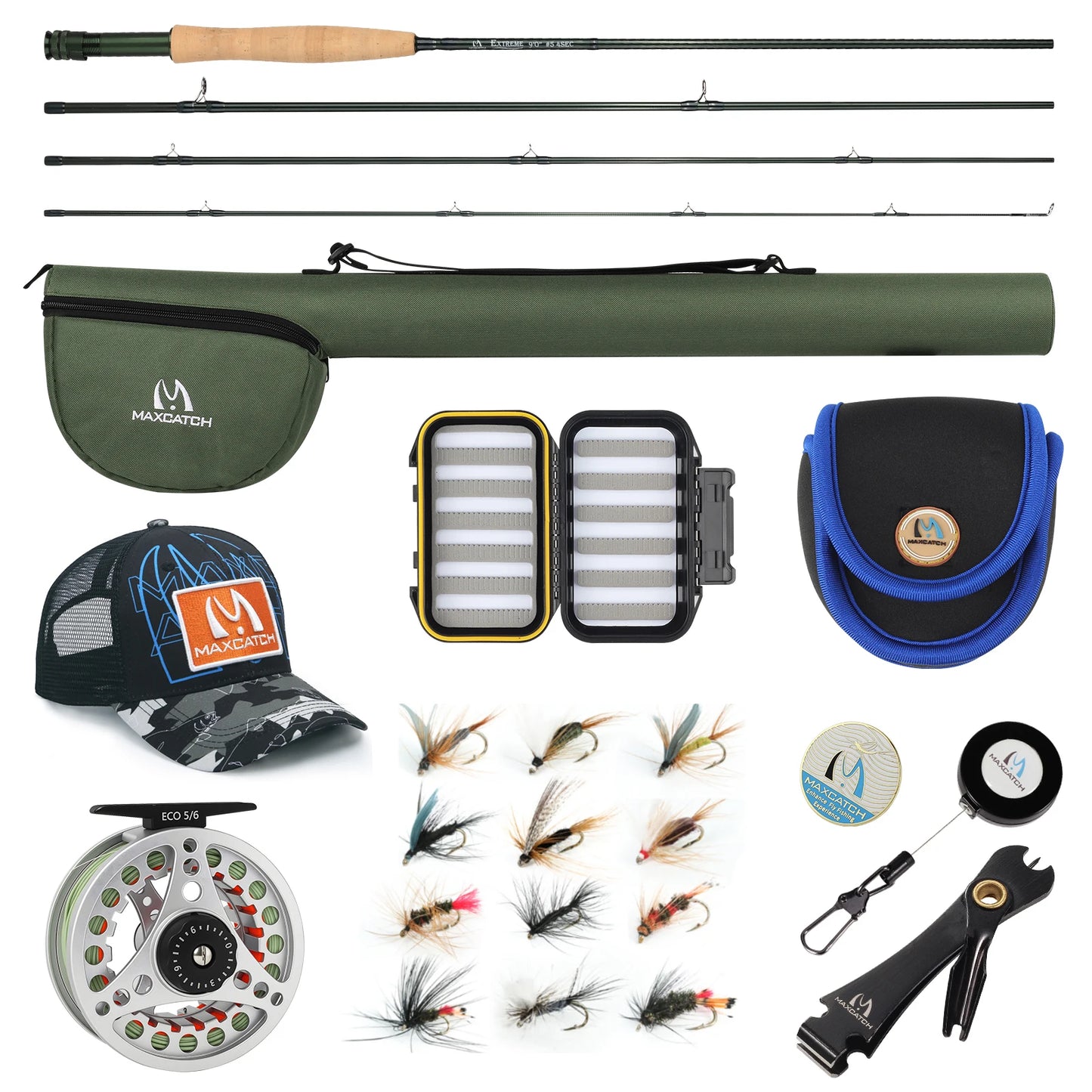 Maximumcatch 3-8WT Fly Fishing Rod And Reel Combo Set 8'6''/9' Medium-fast Fly Rod Pre-spooled Fly Reel & Line &Triangle Tube