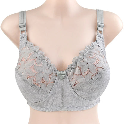 Sexy Lace Bra For Women Wire Free Bras Cotton Comfortable Underwear Soft Lingerie Push Up Big Size  46DC