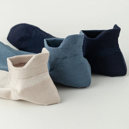 High Quality 5Pairs/Lot Men's Bamboo Fiber Socks Hand Link Short Mesh Breathable Ankle Socks Summer Male Socks