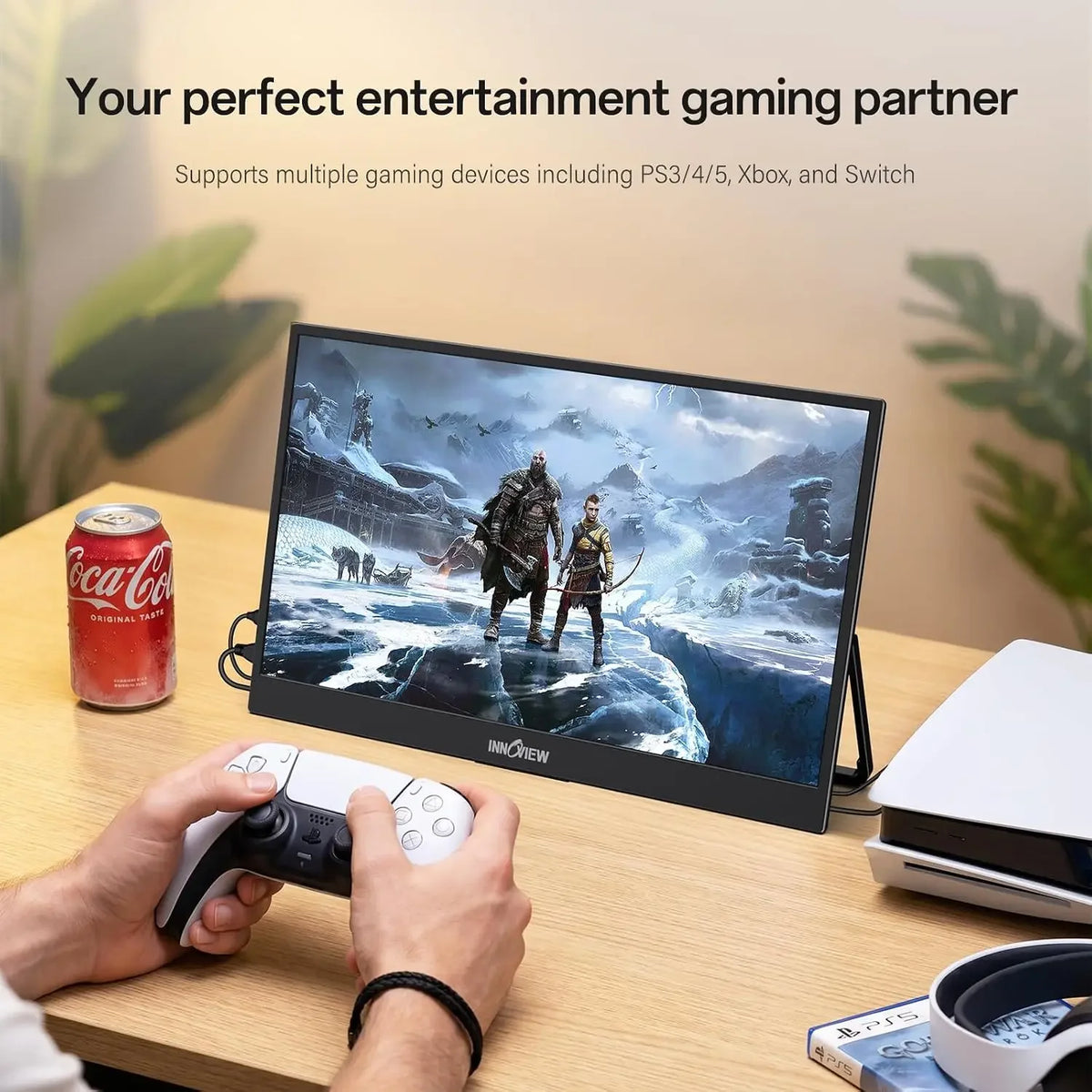 13.3 Inch 2K QHD Portable Monitor, 400 Nits, 100% SRGB, 16:10 Aspect Ratio, Built-in Speakers, VESA Mountable, Integrated Hidden