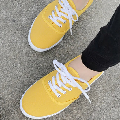 Canvas-sneakers för dam – andningsbara i stor storlek med platåsula