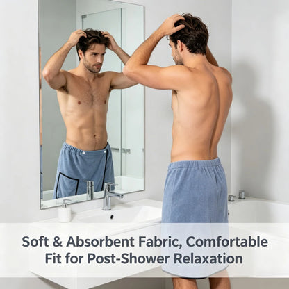 1Pcs Men's Quick Dry Bath Skirt 15.7x55.1in Sport Towel Wrap Adjustable Hands Free for Gym Swimming Sauna Changing Room Fitness