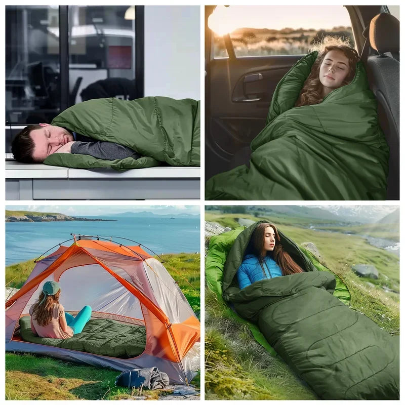 Camping Sovsäck Kuvert – Lättvikt, 3-Säsong, Dubbelsidig Dragkedja, 3 Färger