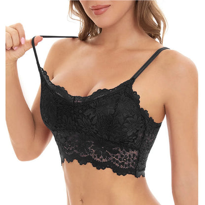Sexy Strapless Floral Lace Bra For Women Plus Size Comfort Wireless Bras Padded Top Bra For Women High Elastic No Steel Ring Bra