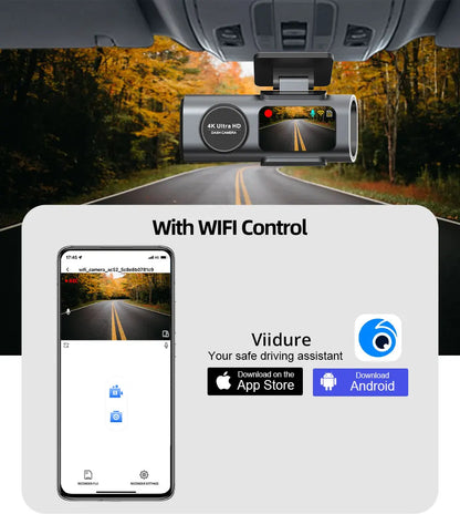 B53P 4K Dashcam med WiFi, GPS och Sony Nattseende – 170° Framkamera + Valfri 1080P Bakåtkamera