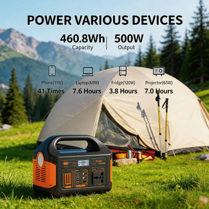 Gaiaray Portable Power Station 500W 300W 200W 100W Solar Generator UPS LiFePO4 Battery LED Light Solar Charging Station for Home Outdoor Emergency Power Bank