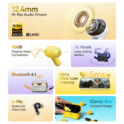 realme Buds T500 Pro trådlösa in-ear-hörlurar med laddningsfodral