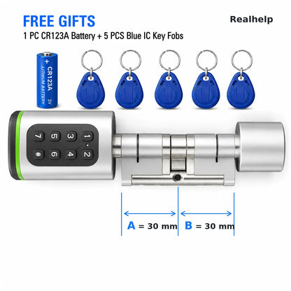 TTlock APP Control Smart Lock, Electronic Password Lock, Adjustable Length Smart Lock, Electronic Lock with RFID Card Application, Bluetooth, 60-90mm Silver,Simple Access for Relatives and Guests