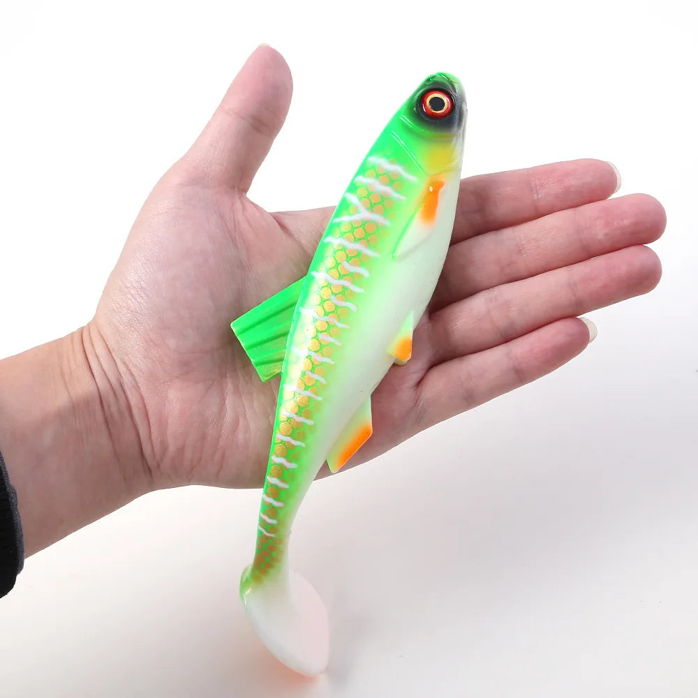 1pcs 26g 60g River Roach Fishing Lure Soft Bait T Paddle Tail Baitfish Shad Strike Silicone Plastic Swimbait Wobbler Pike Bass