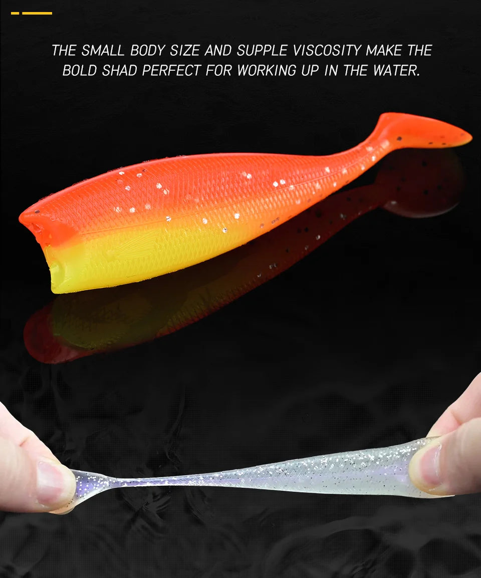 BLUX BLOD SHAD 80mm 105mm Soft Fishing Lure Jighead Black Tail Minnow Artificial Silicone Bait Saltwater Sea Bass Swimbait Gear