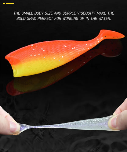 BLUX BLOD SHAD 80mm 105mm Soft Fishing Lure Jighead Black Tail Minnow Artificial Silicone Bait Saltwater Sea Bass Swimbait Gear