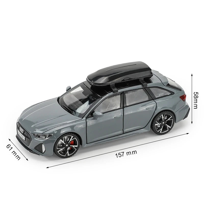 Audi RS6 Diecast Modellbil 1:32 – Ljud & Ljus 7 Dörrar öppnas Zinklegering CE Svart Grå Samlarmodell 2026