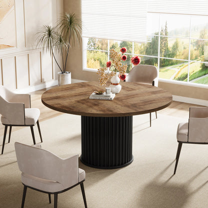 Tribesigns Svart Runt Matbord för 4-6 Personer, 120 cm