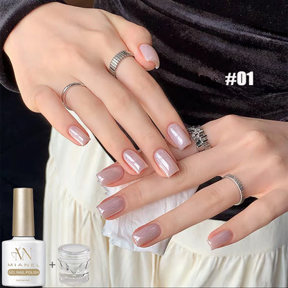 MAINEL 1-12Pcs Fashion Nude Shiny Soak Off UV Gel Nail Gel Polish Cosmetics Nail Art Nails Gel Polish Tips Nail Varnish