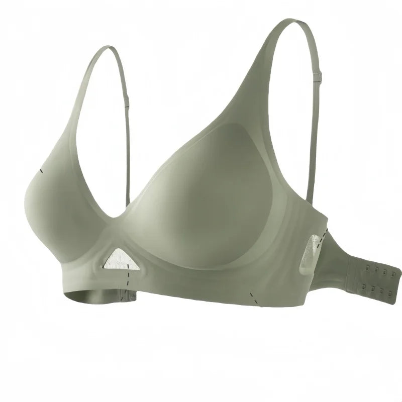 Women's Seamless Bra Push-Up Bralette With Pads U-Shape Back Non-wire Underwear Mesh Splice Breathable V-Neck Sexy Lingerie S-XL