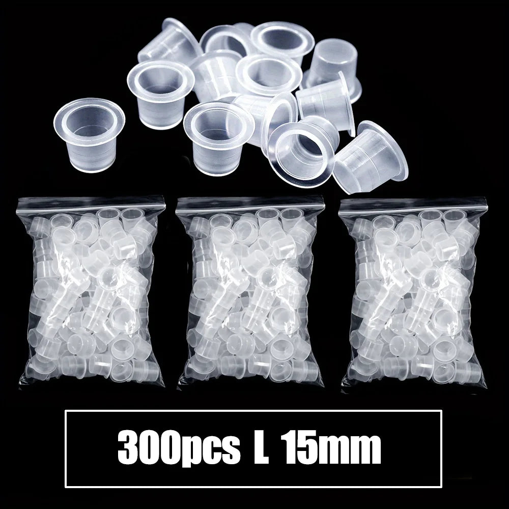 1000/100pcs Disposable Tattoo Ink Cups S/M/L Plastic Clear Holder Container Cap for Tattoo Pigment Permanent Makeup Accessories