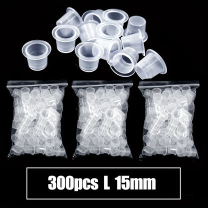 1000/100pcs Disposable Tattoo Ink Cups S/M/L Plastic Clear Holder Container Cap for Tattoo Pigment Permanent Makeup Accessories