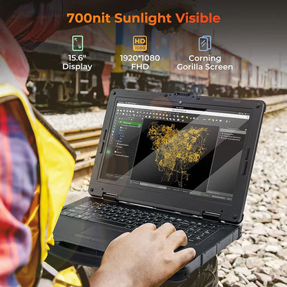 15.6" Rugged Laptop Windows 11 Pro Intel i5-1135G7 Heavy Duty Laptop Wi-Fi 6 4G LTE Rugged Computer 6300+1750mAh Dual Battery
