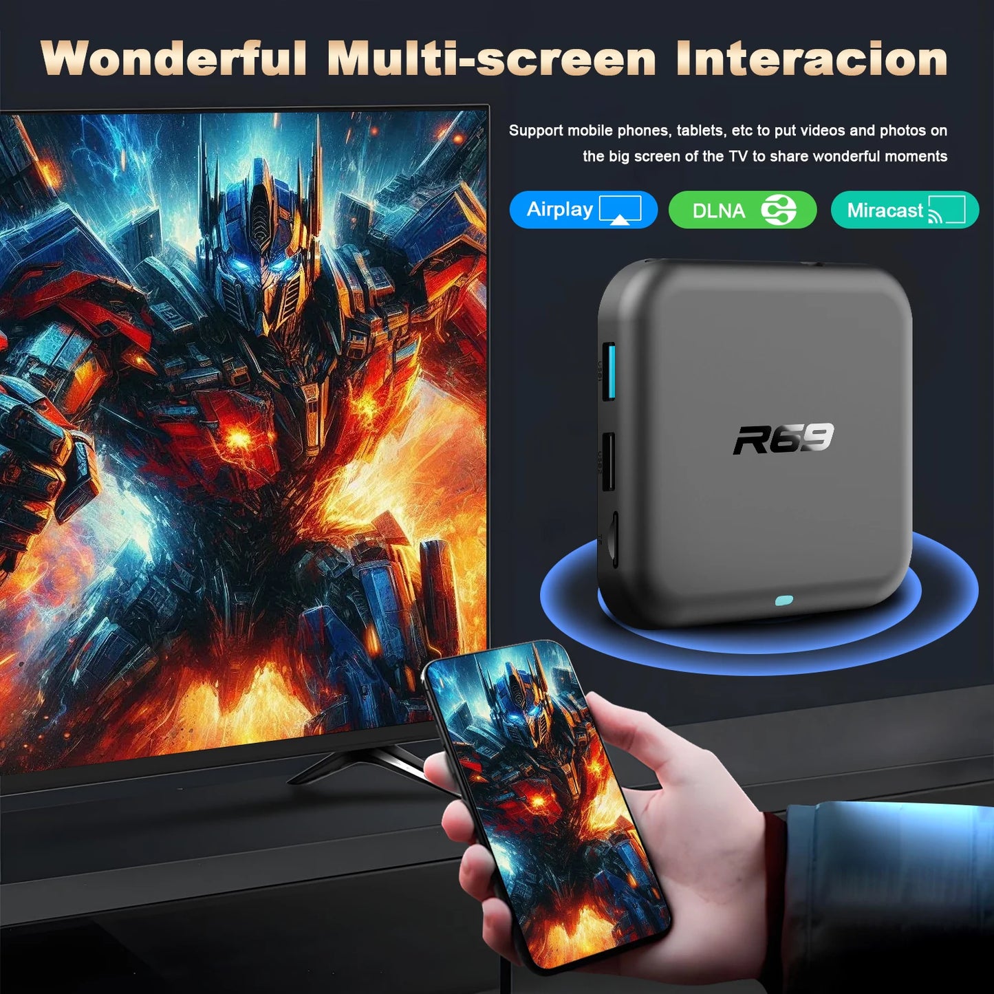 MORTAL Latest Smart TV Box R69-1 Android 14 RK3518 2GB 16GB Support 4K Decode Wireless BT5.0 Wifi6 Media Player