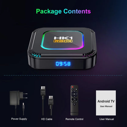 TV Box Android HK1 RBOX K8 Android 13 RGB Light 4GB 128GB RK3528 WiFi6 Dual Wifi6 Youtube Netflix 8K Media Player TV Receive