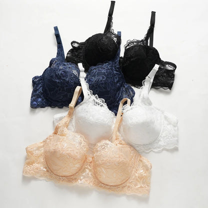 Women's Lace Push Up Bra 32-40 B/C Cup Sexy Hollow Out Bras Plus Size Female  Thin Bralette Embroidery Breathable Underwear