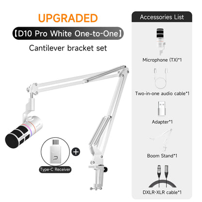 COMICA D10 PRO RGB Cardioid USB/XLR Dynamic Wireless Microphone Gaming Mic Voice Noise Reduction for Streaming Interview Podcast