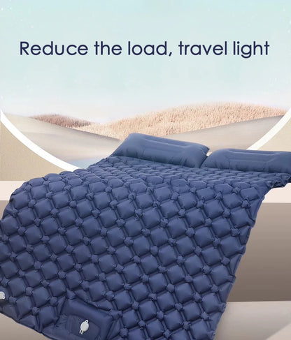 Dubbel Uppblåsbar Campingmadrass T2312 – Extra Bred för Två, Inbyggd Pump, TPU-Nylon, 4 Färger