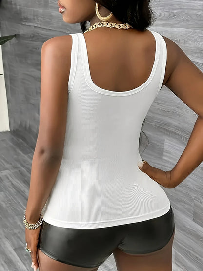 Summer New Sexy Slim Fit Women's Fashion Simple and Versatile Sleeveless Casual V-neck Vest Top with Suspender Straps