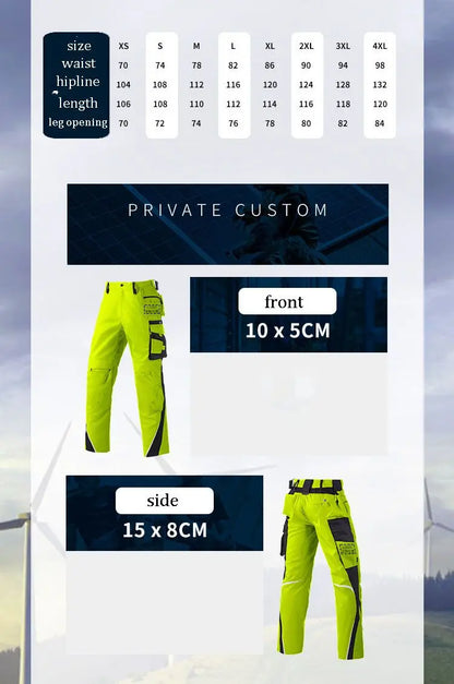 Men's Work Pants with Multi Pockets Two Tone Construction Pants with Reflective Stripes Cargo Pants Zipper Front Work Wear Pants