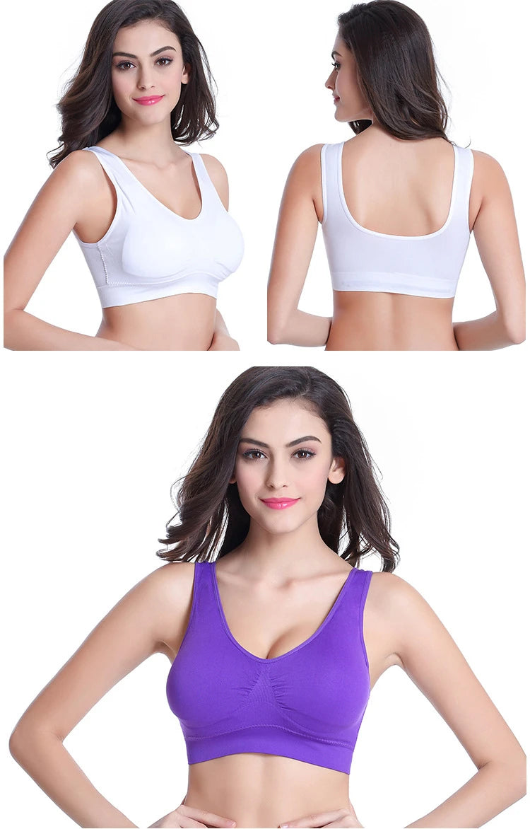 3PCS/lot Hollow out Breathable Sports Bra With Pad Plus Size Seamless Vest For Women Active Wirefree Brassiere Push Up Bra S-6XL