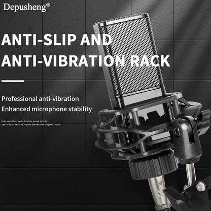 DEPUSHENG V12 Condenser Microphone 48V Sound Card Microphone Anchor Voice Recording Studio High Fidelity