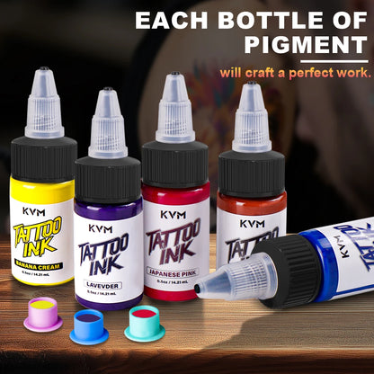 KVM 0.5oz 28 Colors Professional Tattoo Ink for Body Art Natural Plant Micro Pigment Permanent Tattoo Ink for Body Art Paint